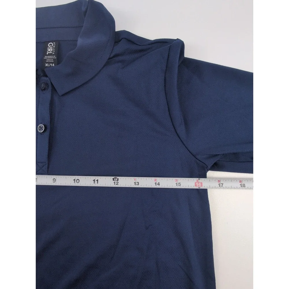 Lot of 2 - Athleta Girl School Day Uniform Long Sleeve Polo Navy Blue Size XL/14